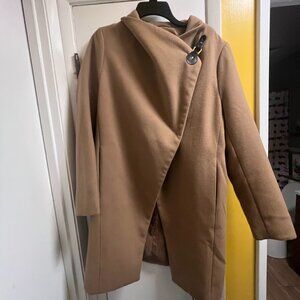 Venus Camel Wrap Front Asymmetrical Coat SZ 10